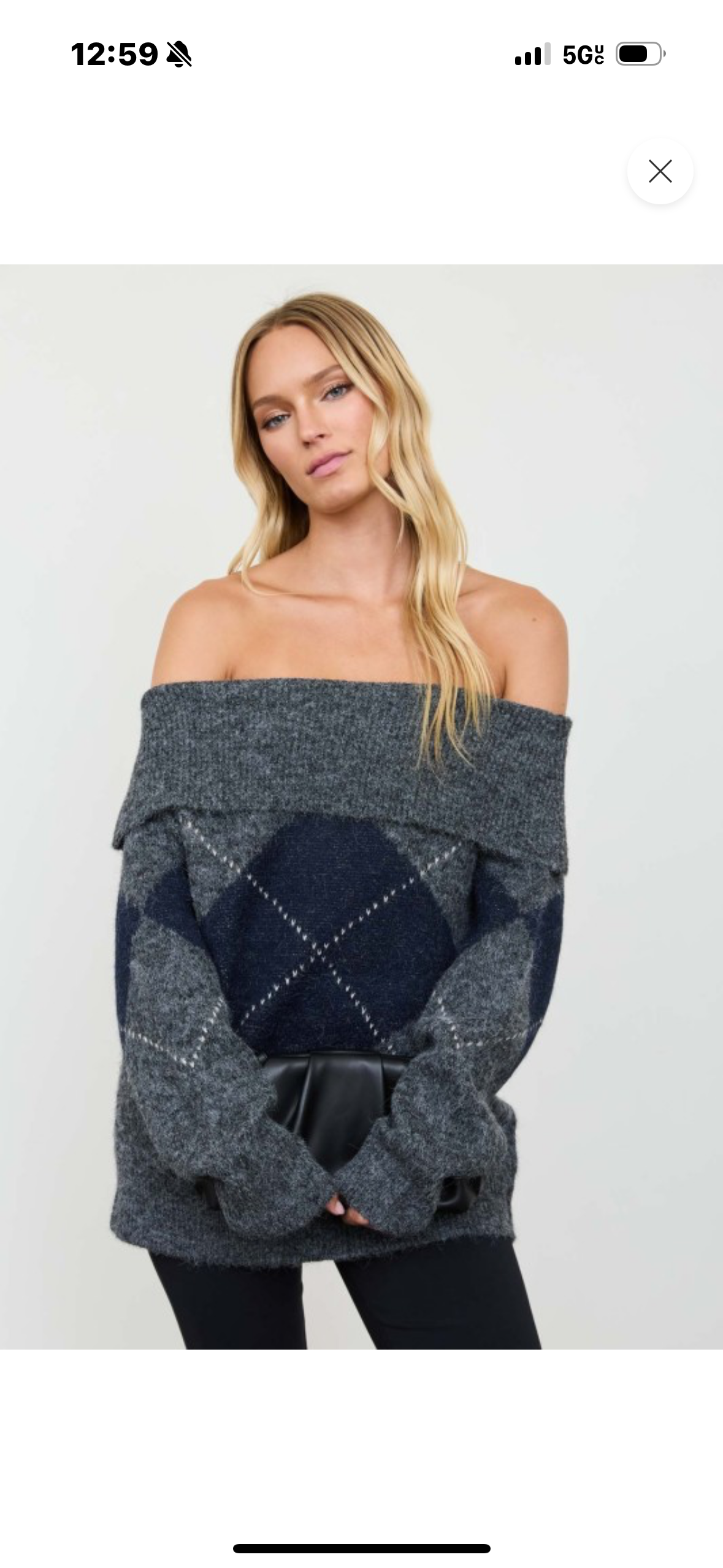 The Cozy in Argyle Off-Shoulder Sweater