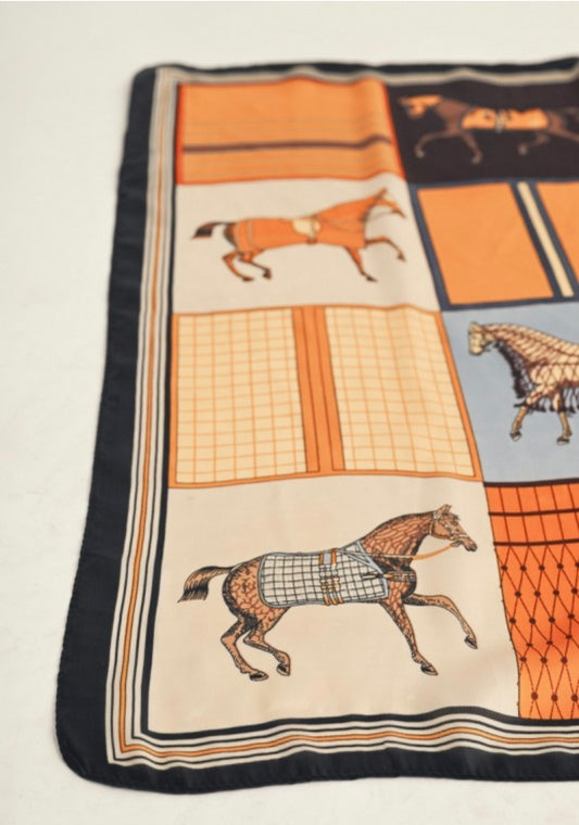 Equestrian Patchwork Silk Scarf