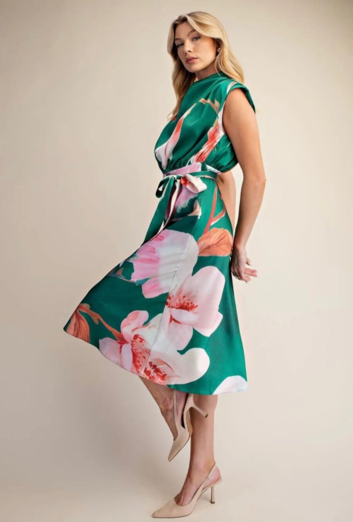 The Emerald Bloom Midi Dress