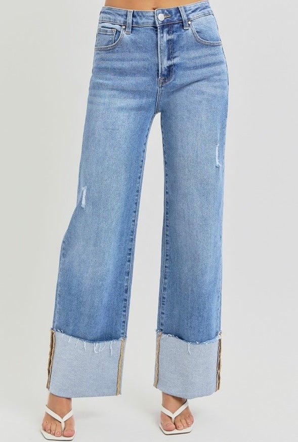 Following Trends Cuffed Jeans