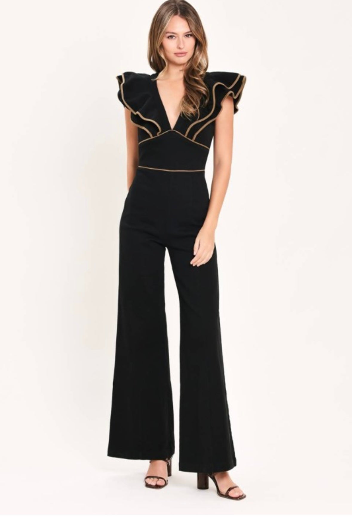Midnight Elegance Ruffle Jumpsuit