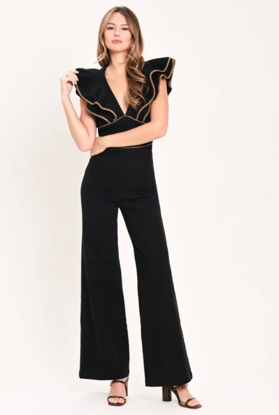 Midnight Elegance Ruffle Jumpsuit