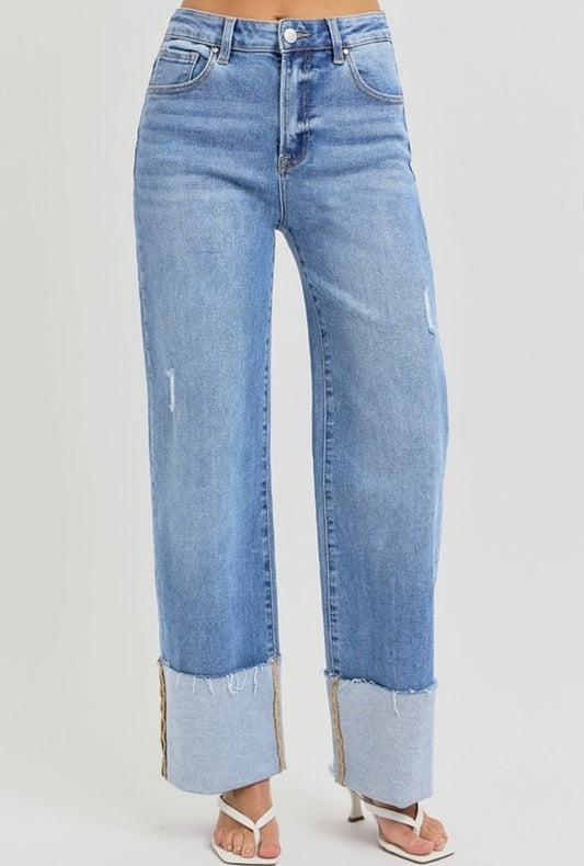 Following Trends Cuffed Jeans