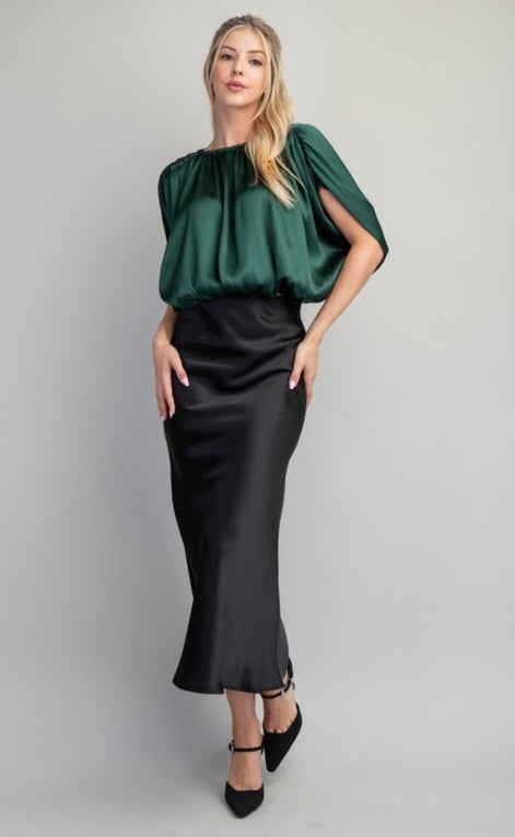 Noir Satin Skirt