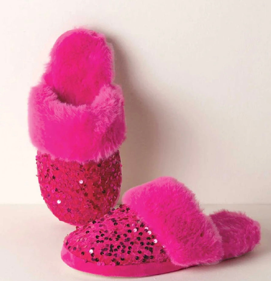 Pink Sequin Slippers