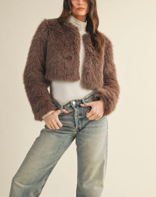 Mocha Majesty Cropped Jacket